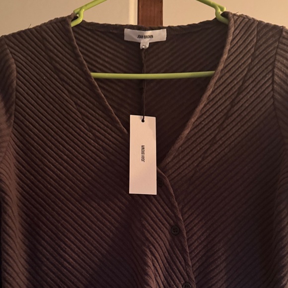 Joah Brown Ribbed Button-Down Mini Dress in Olive - Picture 3 of 3